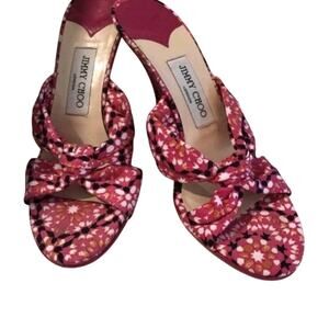 Jimmy Choo Sz 38.5 (8 - 8.5 US)  Magenta Pink Wedge Heel Sandals EUC